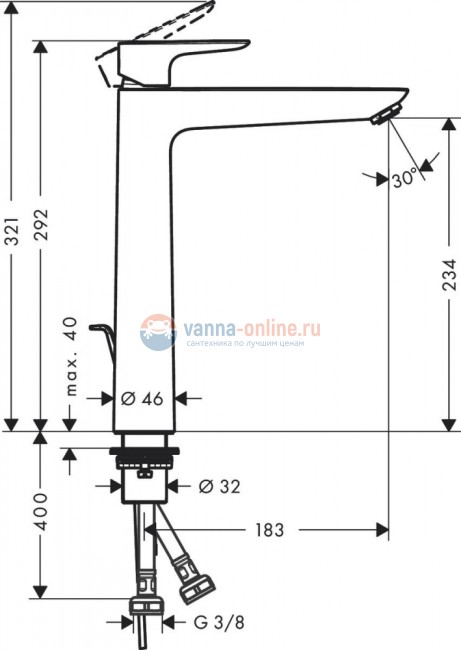 Смеситель Hansgrohe Talis E 240 71716990 для раковины, золото