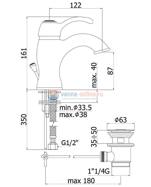 Смеситель Paffoni Flavia FA075CR для раковины, с донным клапаном, цвет хром