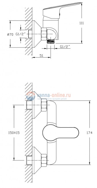 Смеситель для душа Rush Crete CR3535-63, хром