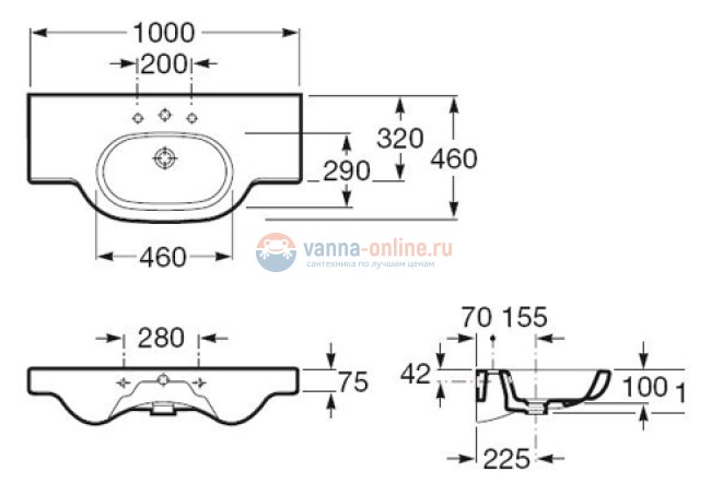 Раковина Roca Meridian-N 32724B000, 100 x 46 см Раковина Roca Meridian-N 32724B000, 100 x 46 см