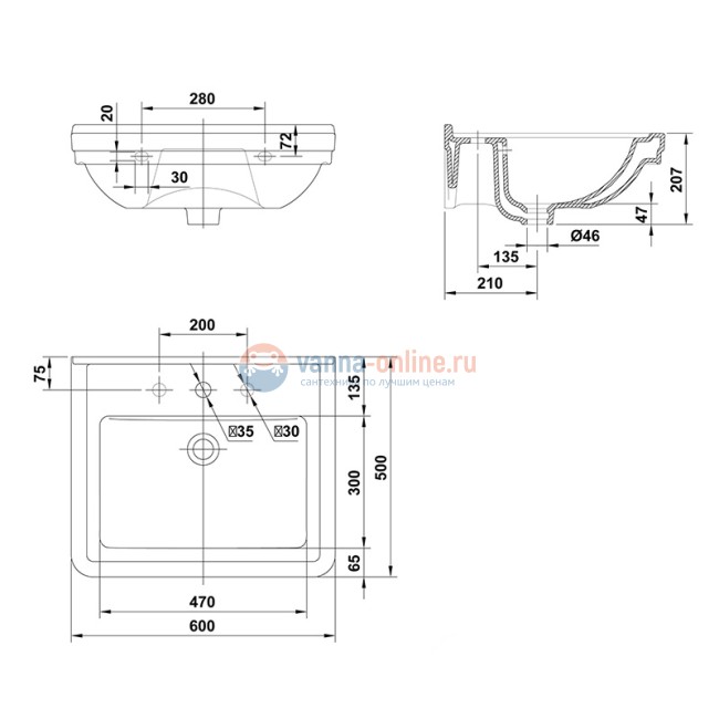 Раковина Gala Noble 12040, 60 x 50см