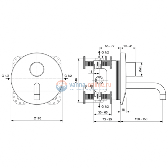 Смеситель для раковины встраиваемый со смешиванием Ideal Standard CERAPLUS A6149AA Смеситель для раковины встраиваемый со смешиванием Ideal Standard CERAPLUS A6149AA