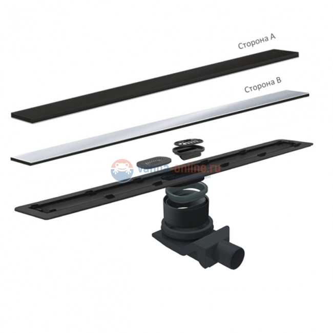 Душевой лоток Pestan Confluo Frameless Line 950 Black Glass, решетка - черное матовое стекло/хром матовый 13701207