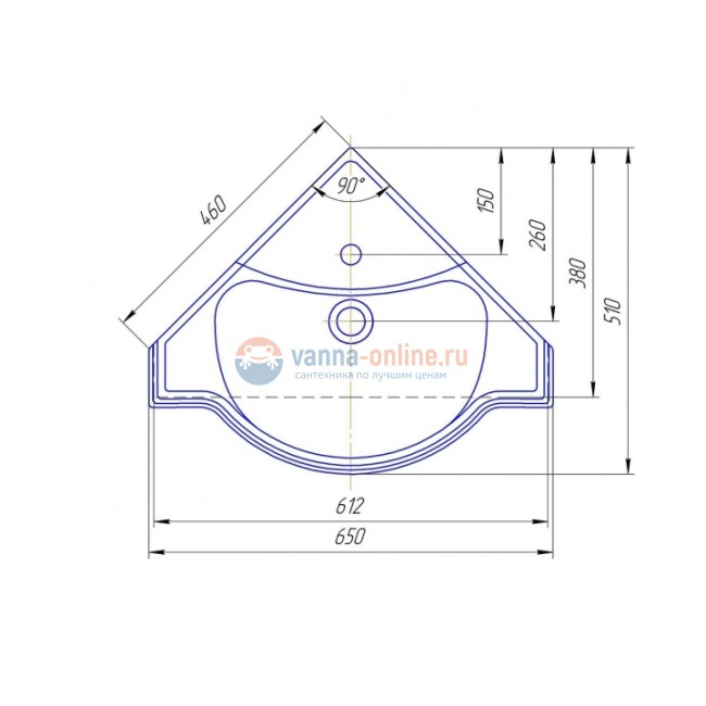 Раковина СаНта Классик 65х51 см, угловая