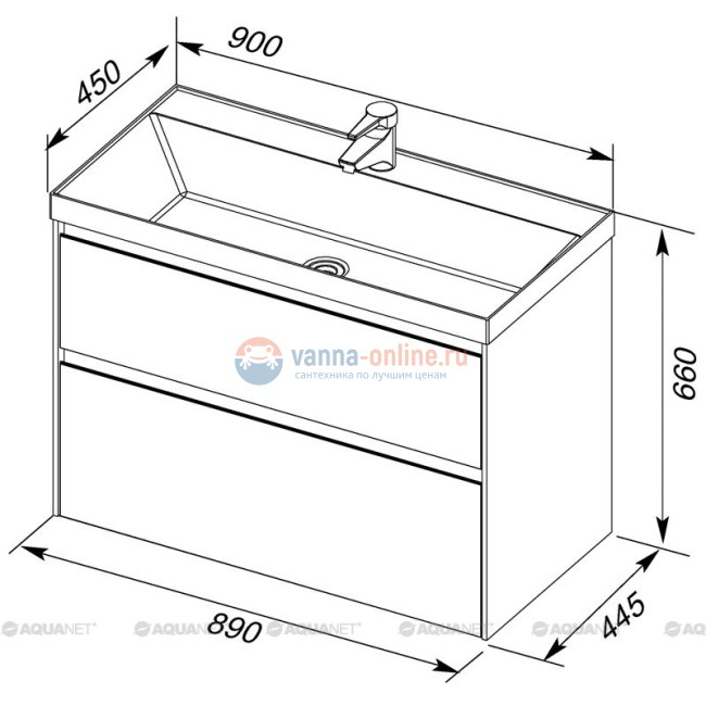 Тумба под раковину Aquanet Гласс 100 00235664, цвет белый