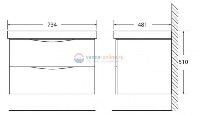 Тумба под раковину BelBagno Fly FLY-700-2C-SO-BL-P, 71 х 46,5 х 45 см, Bianco Lucido/белый глянец