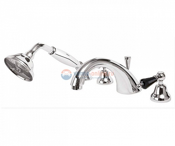 Смеситель Cezares DIAMOND-BVD-01-Sw-N для ванны, хром, ручки Swarovski Nero