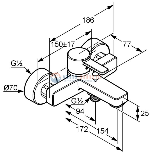 Смеситель Kludi Zenta 386700575 для ванны и душа, хром
