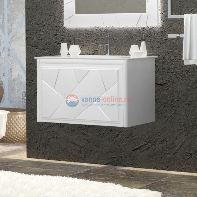 Тумба под раковину Opadiris Smile Луиджи 90 см, 00-00000521, подвесная, белый матовый