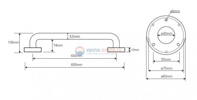 Поручень Bemeta Help 301100601 60 см прямой, хром глянцевый Поручень Bemeta Help 301100601 60 см прямой, хром глянцевый