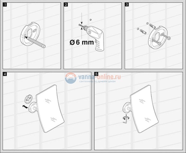 Косметическое зеркало WasserKRAFT K-1001BLACK с 3-х кратным увеличением, цвет держателя - черный