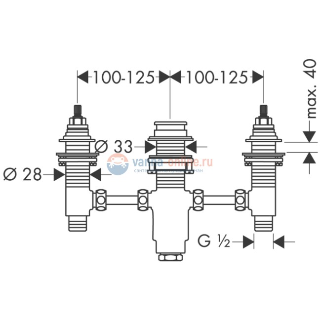 Скрытая часть смесителя для ванны Hansgrohe, 13233180 Скрытая часть смесителя для ванны Hansgrohe, 13233180