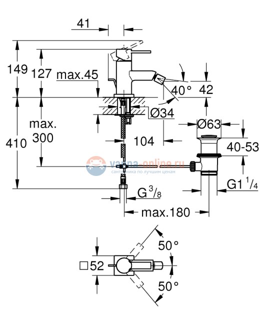 Смеситель Grohe Allure 32147 000 для биде Смеситель Grohe Allure 32147 000 для биде