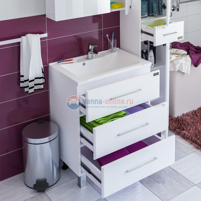 Тумба под раковину СаНта Омега 65 207016л, напольная, цвет белый