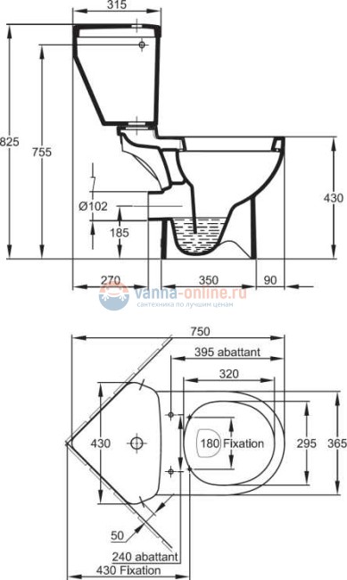 Напольный унитаз угловой Jacob Delafon Odeon Up 18557K-00