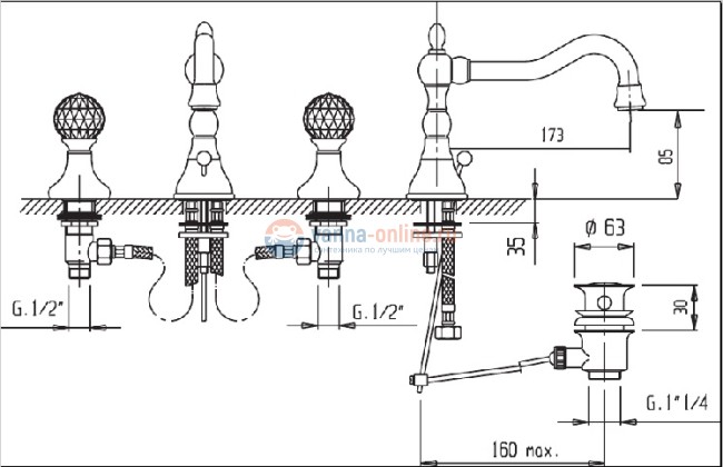 Смеситель Cezares Atlantis ATLANTIS-BLS2-A-01-Sw для раковины, хром