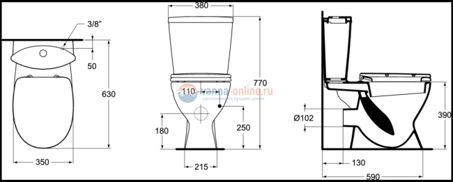 Напольный унитаз-компакт Ideal Standard OCEANE W909001 Напольный унитаз-компакт Ideal Standard OCEANE W909001