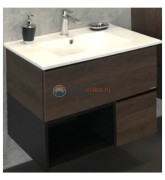 Тумба Comforty Франкфурт-90, дуб шоколадно-коричневый с белой раковиной Quadro 90