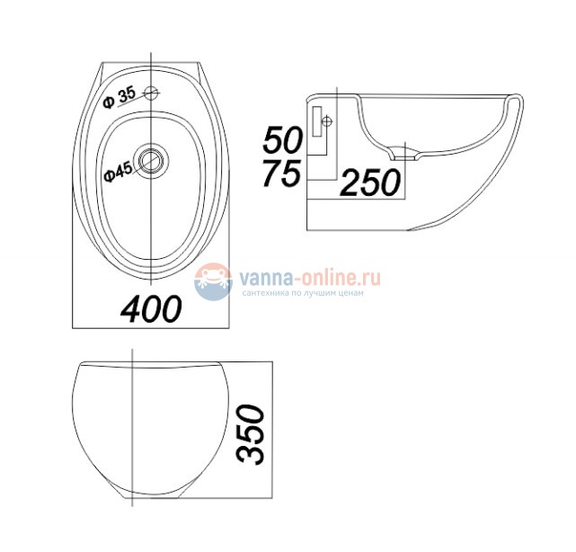 Биде Sanita Luxe Ringo RNGSLBI01 подвесное Биде Sanita Luxe Ringo RNGSLBI01 подвесное