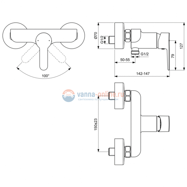 Настенный смеситель для душа Ideal Standard SESIA BC207AA