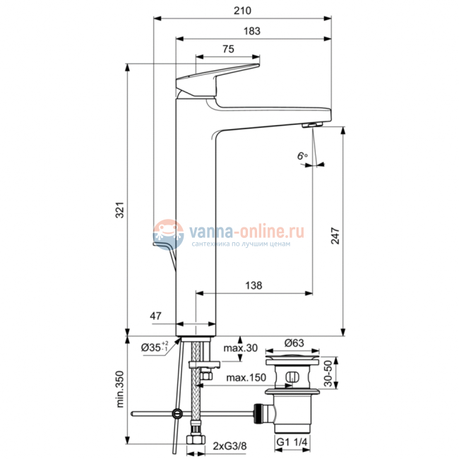 Смеситель для раковины Ideal Standard CERAPLAN BD238AA Смеситель для раковины Ideal Standard CERAPLAN BD238AA