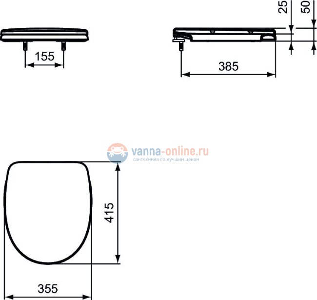 Универсальное сиденье и крышка для унитазов овальной формы OCEANE W300201