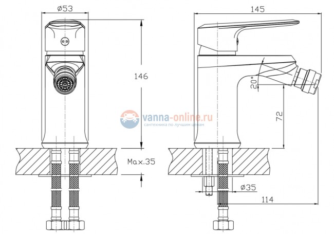 Смеситель для биде Rush Devon DE7535-12, хром Смеситель для биде Rush Devon DE7535-12, хром