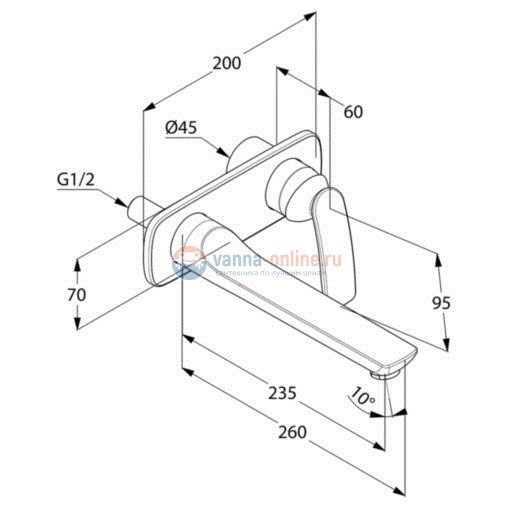 Смеситель Kludi Balance 522478775 для раковины настенный, излив 23.5 см, черный матовый Смеситель Kludi Balance 522478775 для раковины настенный, излив 23.5 см, черный матовый