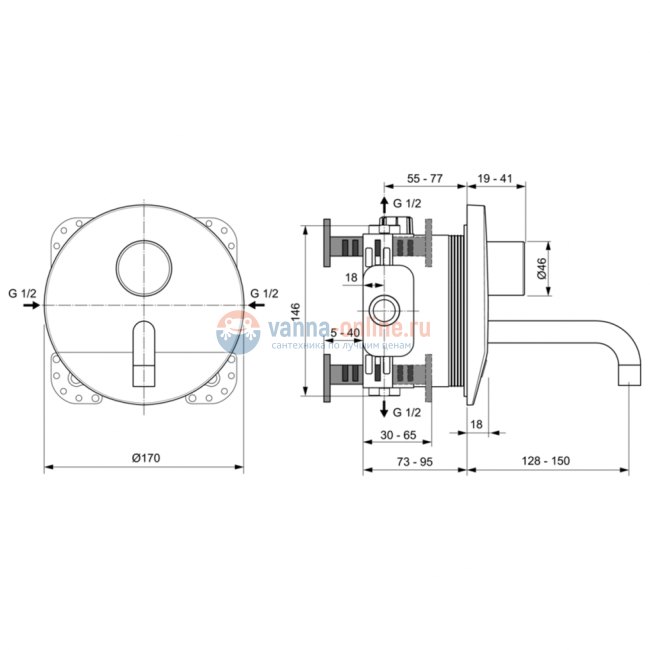 Смеситель для раковины встраиваемый со смешиванием Ideal Standard CERAPLUS A6150AA Смеситель для раковины встраиваемый со смешиванием Ideal Standard CERAPLUS A6150AA