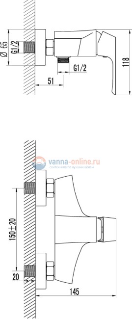Смеситель Lemark Unit LM4503C для душа