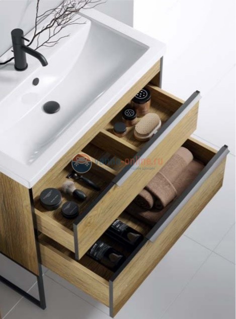 Тумба с раковиной Aqwella Fargo FRG0106DB 60 см с ящиками, дуб балтийский