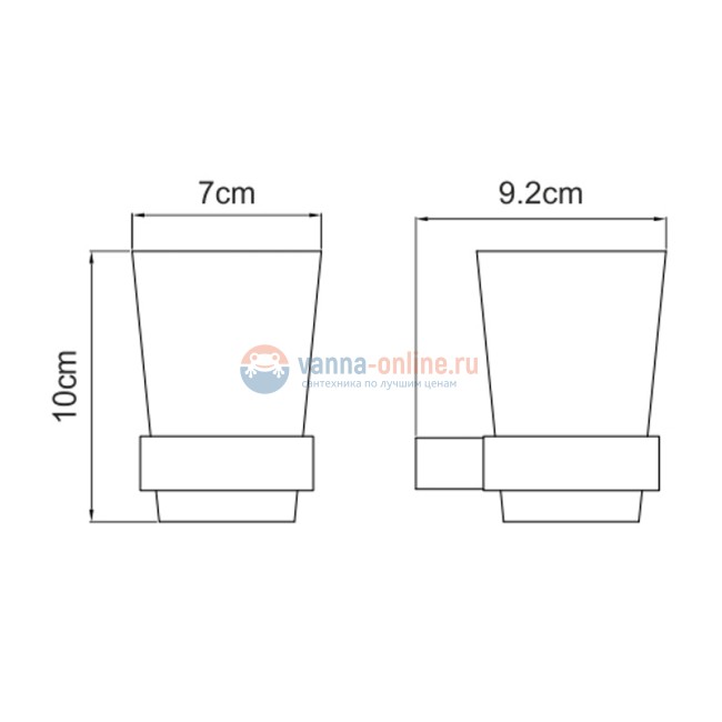 Стакан для щеток с держателем WasserKRAFT Sauer K-7928, с PVD покрытием "глянцевое золото"