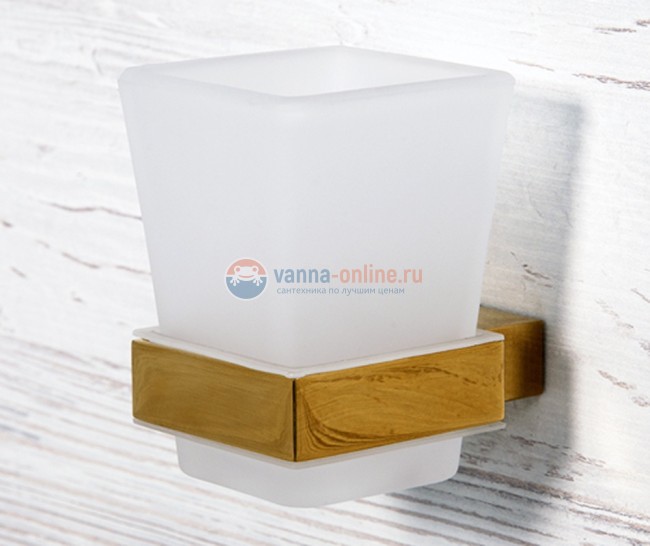 Стакан для щеток с держателем WasserKRAFT Sauer K-7928, с PVD покрытием "глянцевое золото"