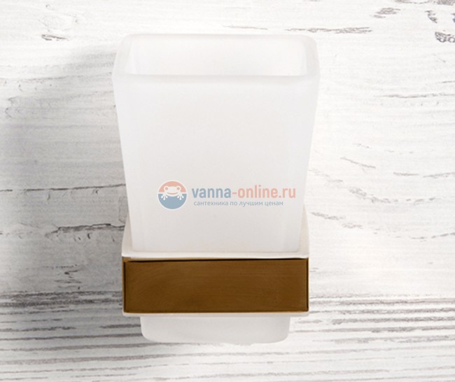 Стакан для щеток с держателем WasserKRAFT Sauer K-7928, с PVD покрытием "глянцевое золото"