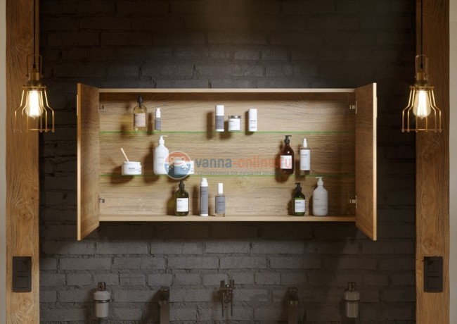 Зеркальный шкаф Aqwella Mobi 100 см, дуб балтийский