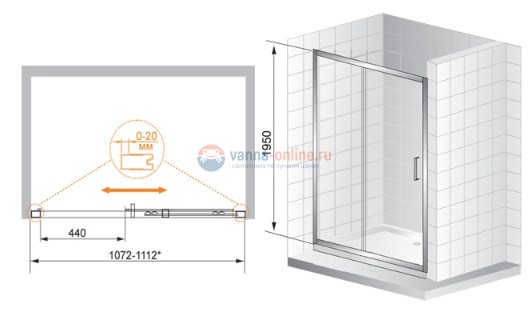 Душевая дверь Cezares PORTA-BF-1-110, профиль-хром