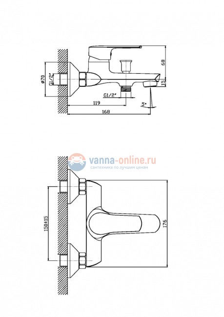 Смеситель Orange Sofi M43-100cr для ванны с душем Смеситель Orange Sofi M43-100cr для ванны с душем