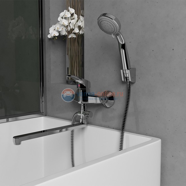 Смеситель для ванны Paini Smile с длинным изливом с аксессуаром Смеситель для ванны Paini Smile с длинным изливом с аксессуаром
