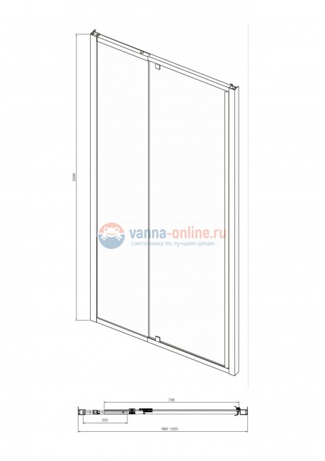 Душевая дверь в нишу Bravat Line BD100.4112A, 100 x 200 см, распашная, стекло прозрачное, хром Душевая дверь в нишу Bravat Line BD100.4112A, 100 x 200 см, распашная, стекло прозрачное, хром