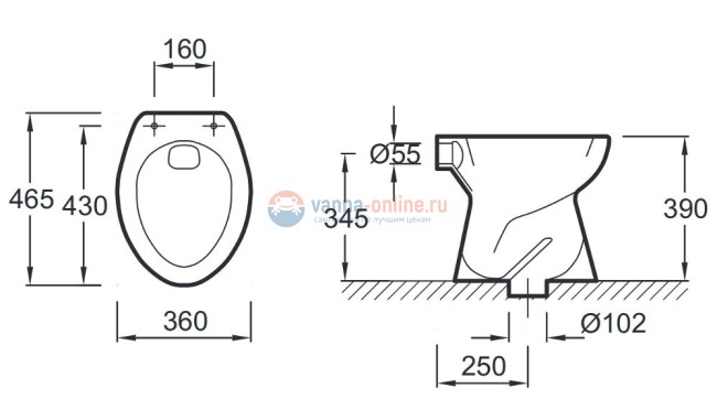 Приставной унитаз Jacob Delafon Collectivite E1639-00