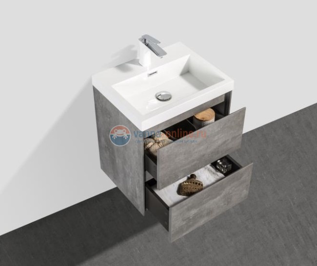 Тумба с раковиной Belbagno Pietra Mini PIETRA MINI-500-2C-SO-SCM 50 см, серый (Stucco Cemento)