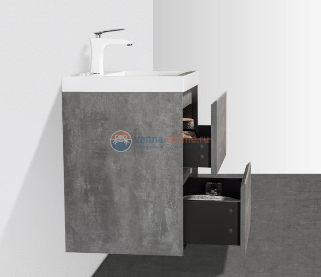 Тумба с раковиной Belbagno Pietra Mini PIETRA MINI-500-2C-SO-SCM 50 см, серый (Stucco Cemento)