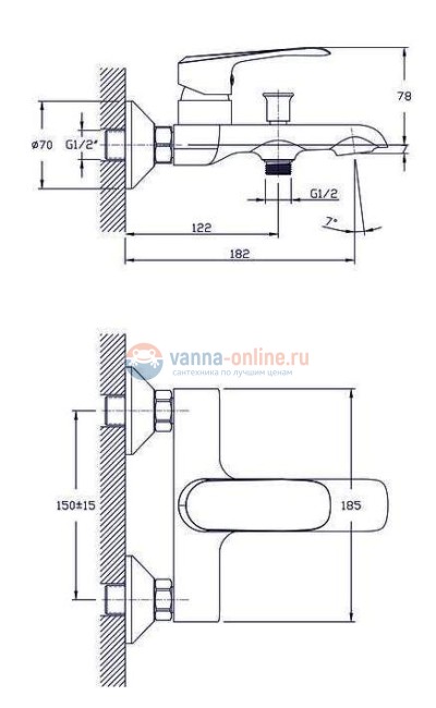 Смеситель Rush Gozo GZ3735-44 для ванны и душа, хром Смеситель Rush Gozo GZ3735-44 для ванны и душа, хром