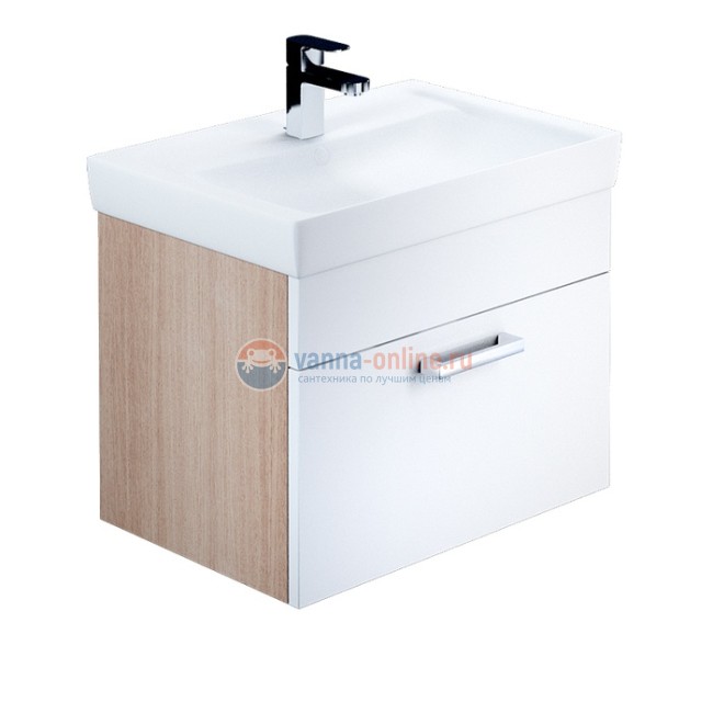 Тумба с раковиной Iddis Mirro MIR60W0i95K 60 см подвесная, белая/дерево Тумба с раковиной Iddis Mirro MIR60W0i95K 60 см подвесная, белая/дерево