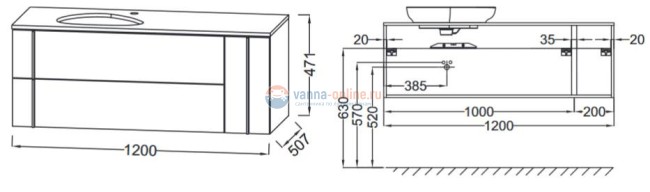 Тумба под раковину Jacob Delafon Nouvelle Vague 120 EB3042-G1C, белый глянцевый
