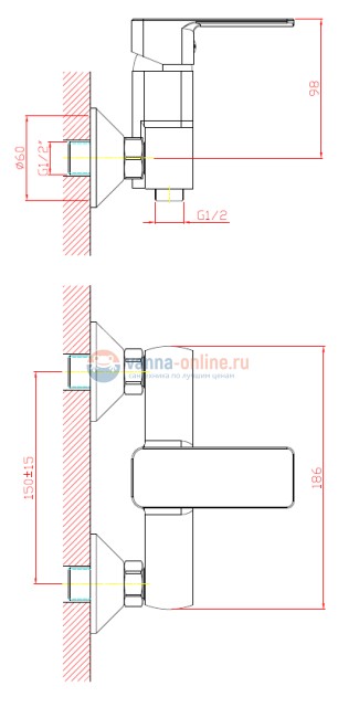 Смеситель Orange Plito M16-200cr для душа