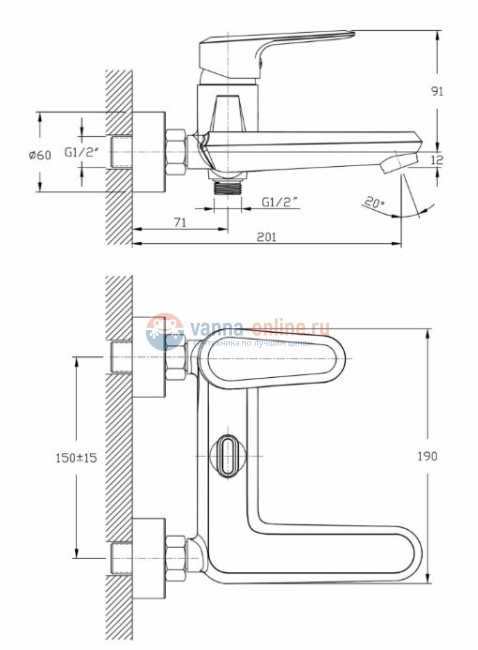 Смеситель Rush Devon DE7535-44 для ванны и душа, хром Смеситель Rush Devon DE7535-44 для ванны и душа, хром