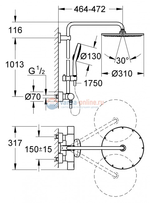 Душевая система Grohe Rainshower 27968000