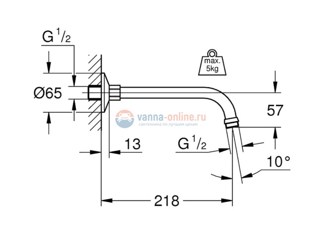 Держатель верхнего душа Grohe Relexa 27406000 Держатель верхнего душа Grohe Relexa 27406000