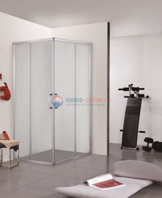 Душевое ограждение Bravat Line BS090.2202A, 90х90 x 200 см, двери раздвижные, стекло прозрачное, хром